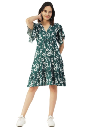 Moomaya Printed Wrap Style Dress, Knee-Length Summer Tiered Dress For Women
