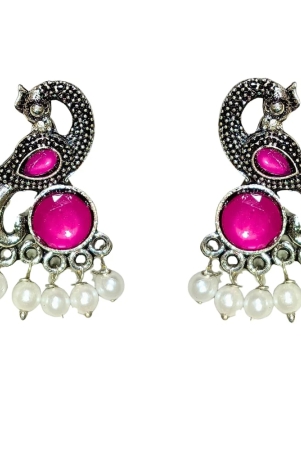 earrings-for-women-oxidised-silver-peacock-shape-jhumki-earrings-for-girls-and-women-light-pink