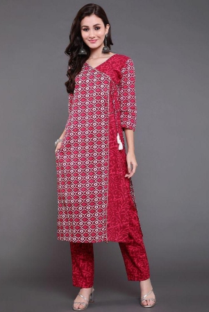 antaran-cotton-printed-kurti-with-pants-womens-stitched-salwar-suit-red-pack-of-2-none