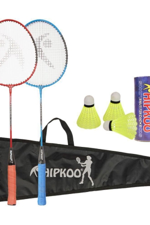 hipkoo-sports-high-demand-aluminum-badminton-complete-racquets-set-2-wide-body-racket-with-cover-and-3-shuttlecocks-ideal-for-beginner-flexible-lightweight-sturdy-red-blue-set-o