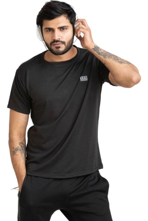 men-solid-round-neck-polyester-black-t-shirt