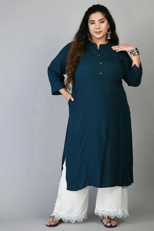 prettyplus-by-desinoorcom-rayon-solid-straight-womens-kurti-teal-pack-of-1-none