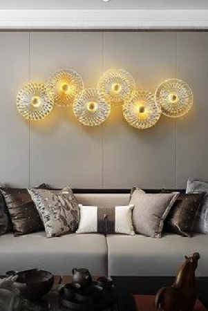 HDC 7 Light Modern Golden Glass Led Wall Art Lamp - Warm White