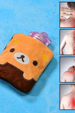 6527 Brown Panda Print small Hot Water Bag with Cover for Pain Relief, Neck, Shoulder Pain and Hand, Feet Warmer, Menstrual Cramps.