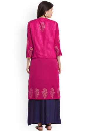 women-pink-block-print-straight-kurta-with-jacket