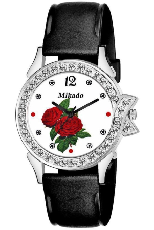 mikado-black-leather-analog-womens-watch