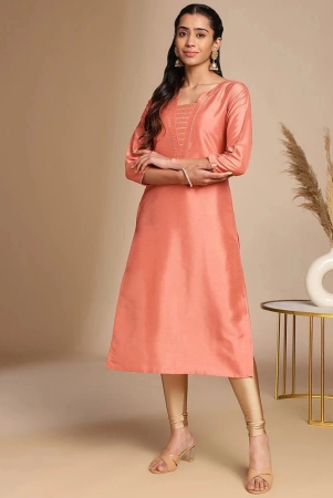 janasya-silk-blend-solid-straight-womens-kurti-peach-pack-of-1-none