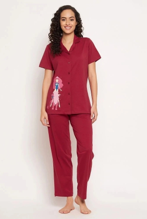 clovia-maroon-cotton-womens-nightwear-nightsuit-sets-pack-of-1-none