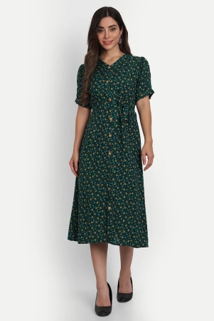 gufrina-cotton-blend-printed-midi-womens-fit-flare-dress-green-pack-of-1-none