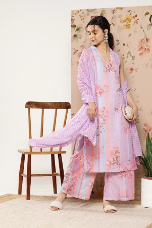 women-lavender-floral-printed-gotta-patti-kurta-with-palazzos-with-dupatta