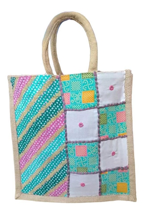 Fabric with Patchwork Jute Bag