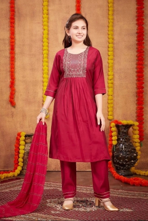 aarika-maroon-silk-girls-kurta-and-pant-set-pack-of-1-none