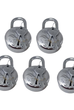 onmax-lock-round-63mm-with-3-key-steel-8-levers-padlock-for-door-gate-shutter-home-kitchen-silver-finish-pack-of-5-pcs