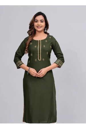 mauka-rayon-embroidered-straight-womens-kurti-green-pack-of-1-none