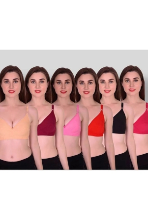 kiran-enterprises-multicolor-cotton-blend-non-padded-womens-everyday-bra-pack-of-6-none