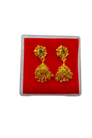 gold-plated-meenakari-jhumka-earrings-with-green-stone