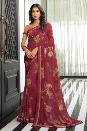 rangita-georgette-floral-printed-saree-with-lace-border-blouse-piece-maroon-maroon