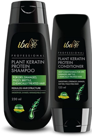 Iba Plant Keratin Shampoo & Conditioner (Combo of 2) l No Sulfates, No Parabens, High Foaming Formula for Dry Frizzy Damaged Hair
