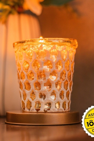 Gilded Honeycomb Glass Candle