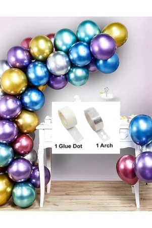 kiran-enterprises-50-pcs-metallic-balloon-1-balloon-arch-1-balloon-glue-dot-birthday-balloon-decoration-multicolor