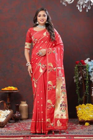 red-soft-paithani-silk-woven-design-gold-zari-meenakari-weaving-saree