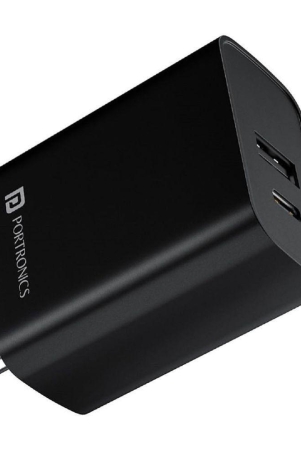 Portronics Type C 3A Wall Charger - Black