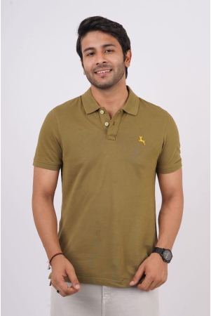 Men's Olive Green Embroidery Polo T-Shirt