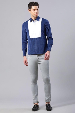 men-blue-and-white-straight-fit-corduroy-shirt