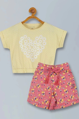 plum-tree-yellow-cotton-girls-top-with-shorts-pack-of-2-none