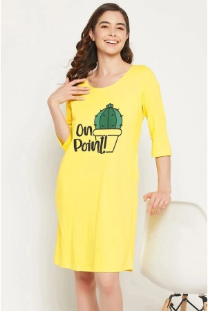 clovia-yellow-cotton-womens-nightwear-night-dress-pack-of-1-none