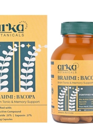 Arka Botanicals Brahmi - Bacopa 60 Veg Capsules | Natural Memory & Focus Support | Ayurvedic Herbal Supplement for Mind Wellness & Alertness | Brain Health & Learning Aid | Pure Herbs Formula