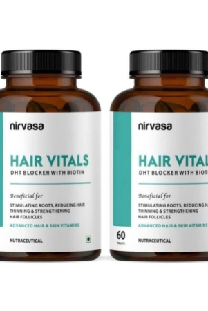 Nirvasa Hair Vitals Biotin Tablets, Hair Supplement with Beta, Sitosterol 60 tablets (Pack of 2)