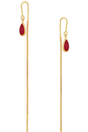 Drashti Collection Golden Threader Earrings ( Pack of 1 ) - Golden