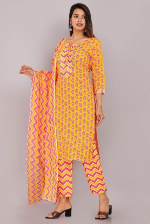 highlight-fashion-export-cotton-printed-kurti-with-pants-womens-stitched-salwar-suit-orange-pack-of-1-none