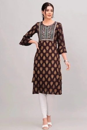 mauka-rayon-printed-straight-womens-kurti-brown-pack-of-1-none