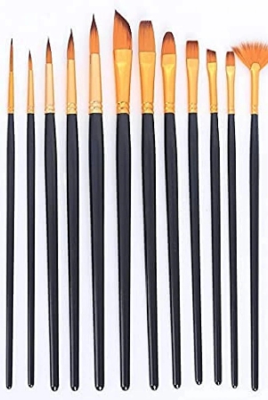 eclet-craft-painting-brushes-set-of-12-professional-round-pointed-tip-nylon-hair-artist-acrylic-paint-brush-for-acrylicwatercoloroil-painting-set-of-1-black-golden