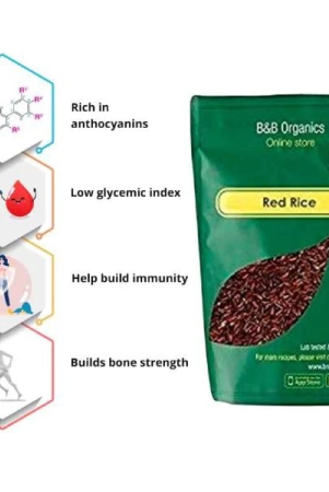 B&B Organics Red Rice Parboiled Red Chawal Lal Chawal 500 Gms