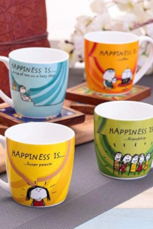 clay-craft-ceramic-happiness-is-alton-printed-210-ml-coffee-mug-multicolor-set-of-4-pcs