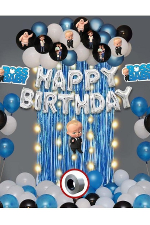 party-propz-boss-baby-theme-decorations-combo-set-with-fairy-led-light-53pcs-birthday-foil-balloon-blue-white-blackmetallic-balloons-boss-baby-character-foil-curtain-set-for-boys-bday-de