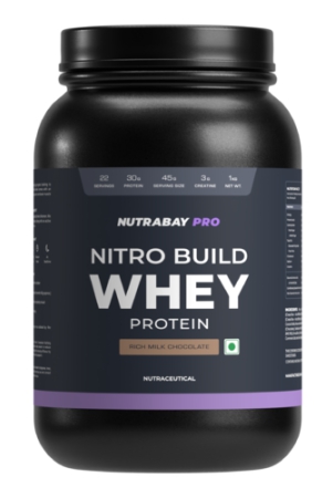 nutrabay-pro-nitro-build-whey-protein-powder-1kg-chocolate-30g-protein-3g-creatine-66g-bcaa-easy-to-digest-nabl-lab-tested-muscle-growth-recovery-gym-supplement-for-men-women