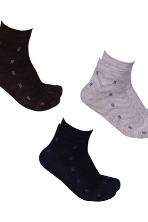 SUNTAP Cotton Mens Printed Multicolor Ankle Length Socks ( Pack of 3 ) - Multicolor