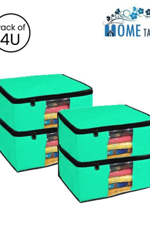 hometales-non-woven-saree-cover-cloth-storage-organizer-with-transparent-windowgreen-4u