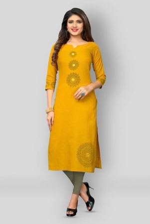 vbuyz-yellow-cotton-womens-high-slit-kurti-pack-of-1-l