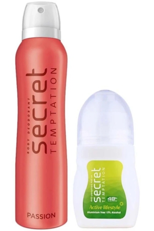 secret-temptation-active-lifestyle-roll-on-50ml-passion-deodorant-150ml-combo-pack-of-2-for-women-2-items-in-the-set