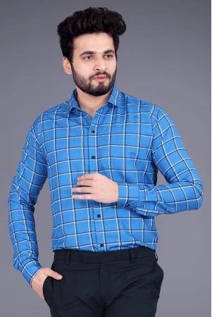 blue-cotton-blend-checks-print-casual-shirt-l