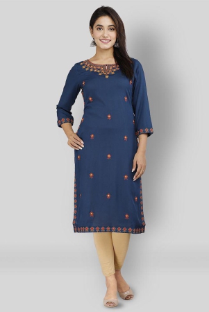 doriya-blue-rayon-womens-straight-kurti-l