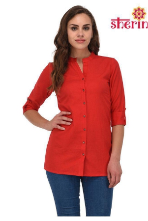 pistaa-red-cotton-straight-kurti-xl