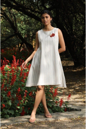 arka-cotton-off-white-striped-dress