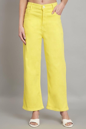 AngelFab - Yellow Denim Flared Women''s Jeans ( Pack of 1 ) - None