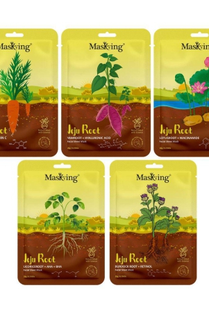 MasKing Jeju Root face sheet mask for skin Firming & Lightening, Ideal for men and women, Pack of 5